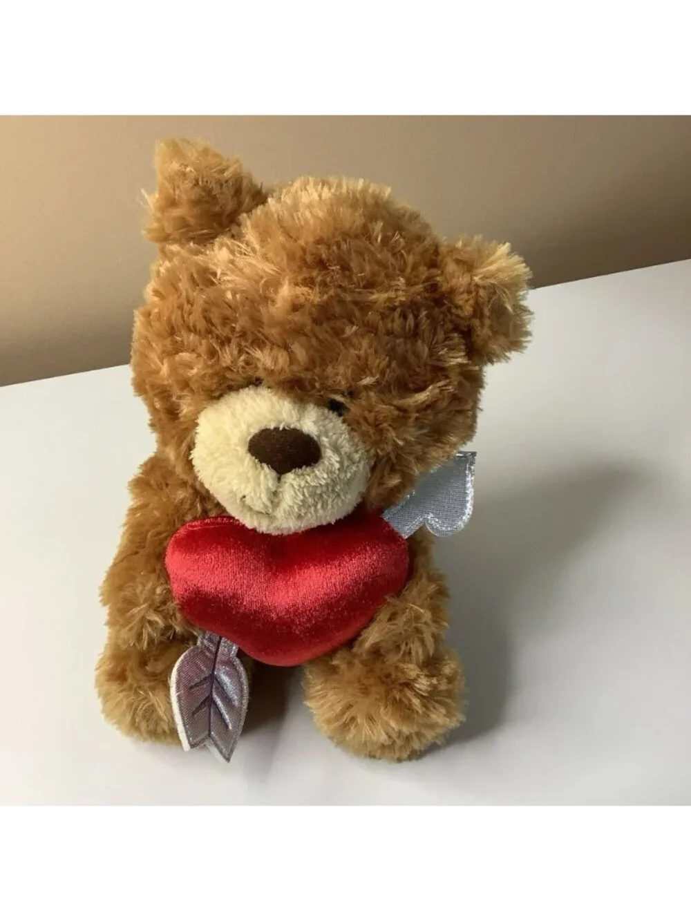 Aurora Valentine 9" Follow Your Heart Bear Tan Stuffed Animal, Used